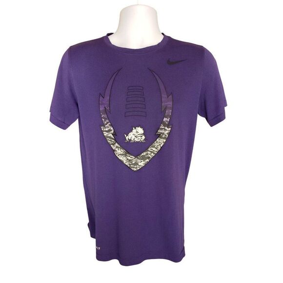 Nike Mens Dri-Fit Tee S Purple TCU Horned Frogs Graphic Athletic Sportswear - Picture 1 of 6